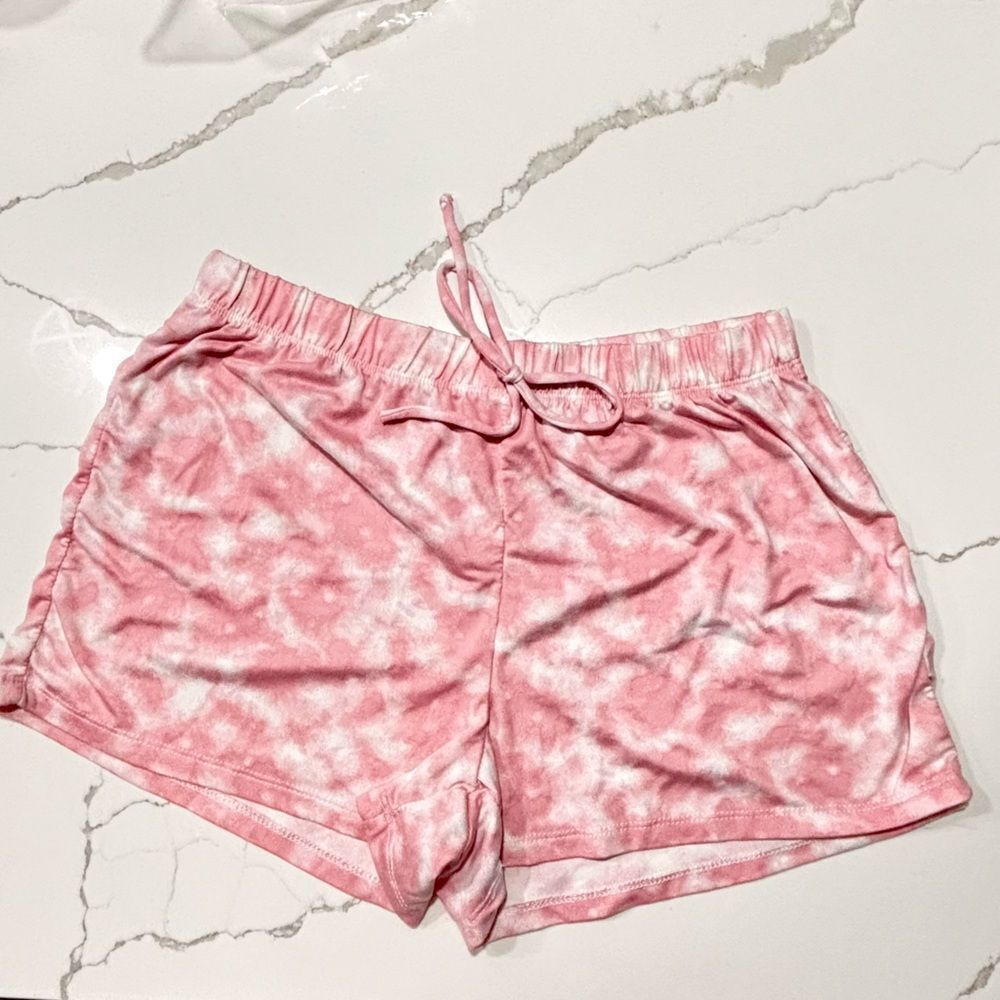 Catherine Malandrino Women’s Pink Lounge Sleep Pajama Shorts Drawstring PJS M